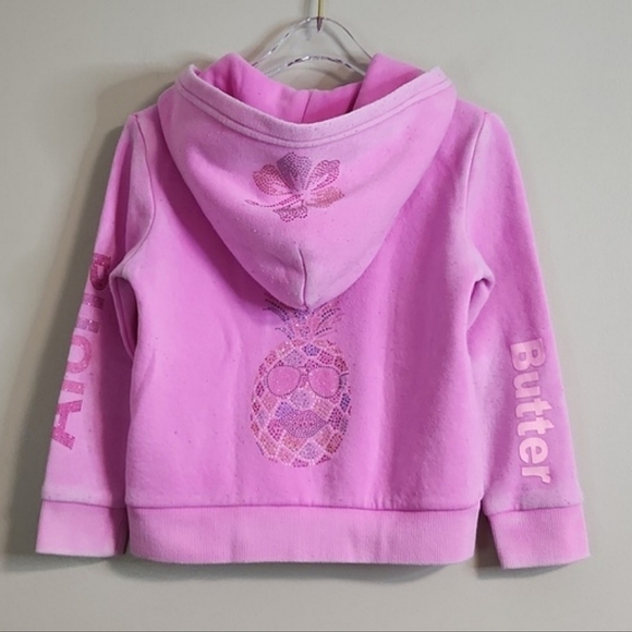 🌺🍍 BUTTER Pink "Aloha" Pineapple Hibiscus Hoodie, Size 3T ~ PRELOVED - Picture 4 of 11